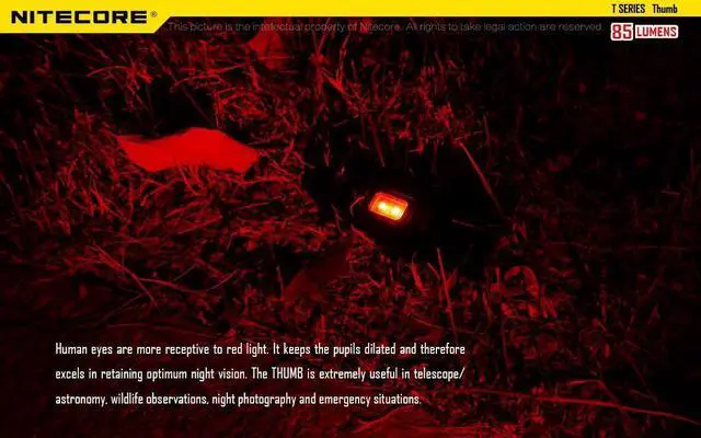 Alt view image 5 of 7 - Nitecore Thumb 85 Lumens USB Rechargeable White & Red LED Keychain Light - Tiltable Work Light with Clip and a LumenTac USB Charging Cable