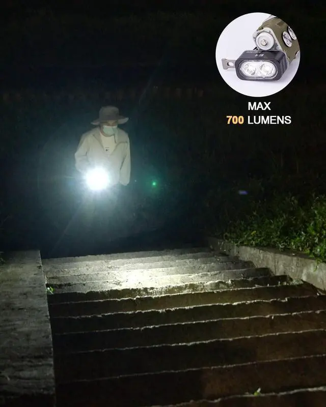 Alt view image 6 of 7 - RovyVon E1 Hybrid Battery EDC Flashlight, Max 700 Lumen with Dual LED 6500K Cool White, Pocket Size USB-C Rechargeable Keychain Flashlight, Dual Power by Built-in Li-po/Replaceable AAA(ArmyGreen)