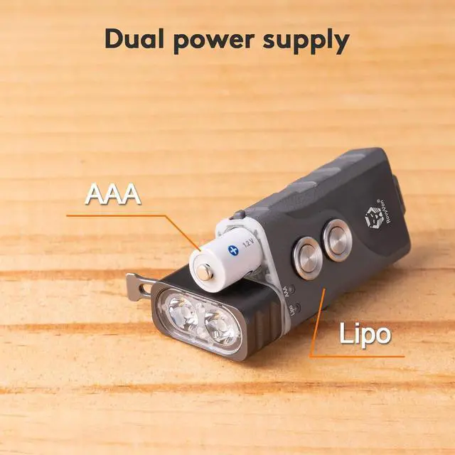 Alt view image 2 of 7 - RovyVon E1 Hybrid Battery EDC Flashlight, Max 700 Lumen with Dual LED 6500K Cool White, Pocket Size USB-C Rechargeable Keychain Flashlight, Dual Power by Built-in Li-po/Replaceable AAA(ArmyGreen)