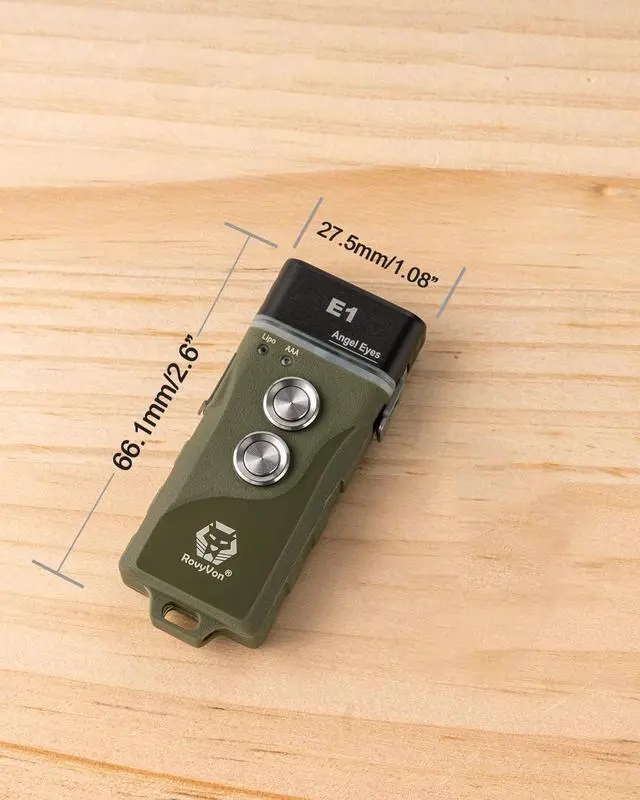 Alt view image 4 of 7 - RovyVon E1 Hybrid Battery EDC Flashlight, Max 700 Lumen with Dual LED 6500K Cool White, Pocket Size USB-C Rechargeable Keychain Flashlight, Dual Power by Built-in Li-po/Replaceable AAA(ArmyGreen)