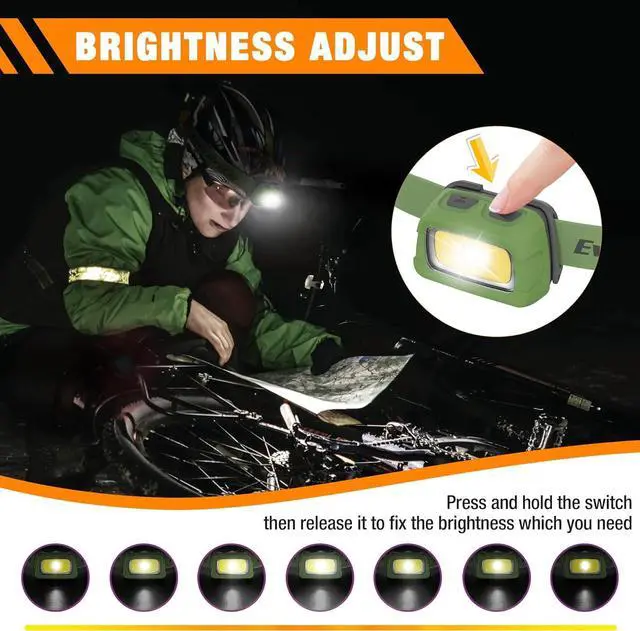 Alt view image 5 of 7 - EverBrite Rechargeable Headlamp, 350 Lumens Headlamp with Red Light and Memory Function, 7 Modes Running Headlamp, Bright Headlamps for Camping, Fishing, Hunting, Night Vision