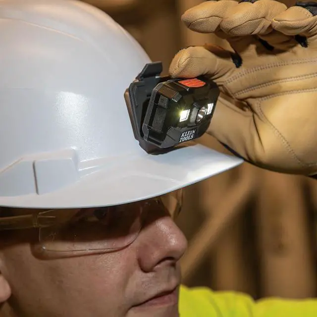 Alt view image 4 of 7 - Klein Tools 56062 Rechargeable LED Headlamp / Worklight for Klein Hardhats, 300 Lumens, All-Day Runtime, 3 Modes, for Work and Outdoors