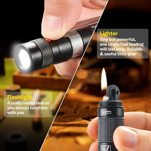 Alt view image 4 of 7 - EDC Multitool 5-In-1 Tactical Survival Gear with Flashlight, Lighter(No Fuel), Glass Breaker, Cutter, Compass, Pocket Camping Multi-Tool Gadget, Cool Birthday Gift for Men Dad Husband