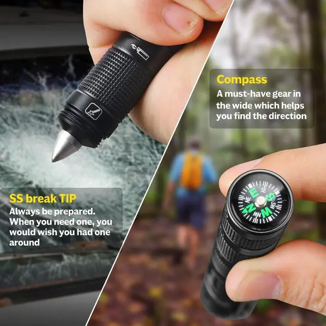 Alt view image 5 of 7 - EDC Multitool 5-In-1 Tactical Survival Gear with Flashlight, Lighter(No Fuel), Glass Breaker, Cutter, Compass, Pocket Camping Multi-Tool Gadget, Cool Birthday Gift for Men Dad Husband