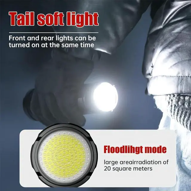 Alt view image 3 of 6 - Rechargeable Tactical Flashlights, 120000 Lumens Super Bright Led Flashlights with COB Work Light, High Powered, Powerful Handheld Flashlights for Emergencies Camping Hiking Holiday Gifts