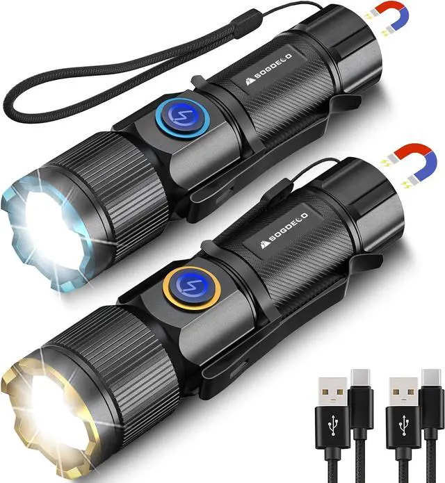 Main image of Rechargeable Flashlights High Lumens Super Bright Small LED Flash Light 26 Hours Long Lasting 4 Lighting Modes Magnetic Zoomable Pocket Flashlight for Emergencies Home Camping (2 Pack)