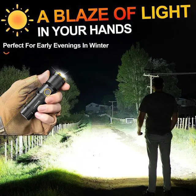 Alt view image 3 of 7 - Rechargeable Flashlights High Lumens Super Bright Small LED Flash Light 26 Hours Long Lasting 4 Lighting Modes Magnetic Zoomable Pocket Flashlight for Emergencies Home Camping (2 Pack)