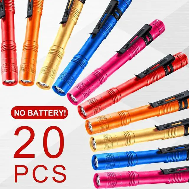 Alt view image 3 of 6 - Hortsun 20 Pcs Mini Pen Light Flashlights Pocket Flashlights Pen with Clip Small LED Handheld Slim Torches for Christmas Gift Without Battery (Red, Rose Pink, Yellow, Blue, Orange,5.12 Inch)