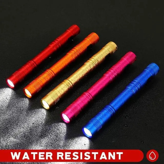 Alt view image 5 of 6 - Hortsun 20 Pcs Mini Pen Light Flashlights Pocket Flashlights Pen with Clip Small LED Handheld Slim Torches for Christmas Gift Without Battery (Red, Rose Pink, Yellow, Blue, Orange,5.12 Inch)