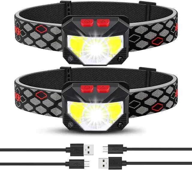 Main image of Headlamp Rechargeable 2 Pack Bright LED Head Lamp Outdoor 1100 Lumen Headlight with White Red Light Motion Sensor Waterproof 8 Modes Headlamps Flashlights for Running Cycling Fishing