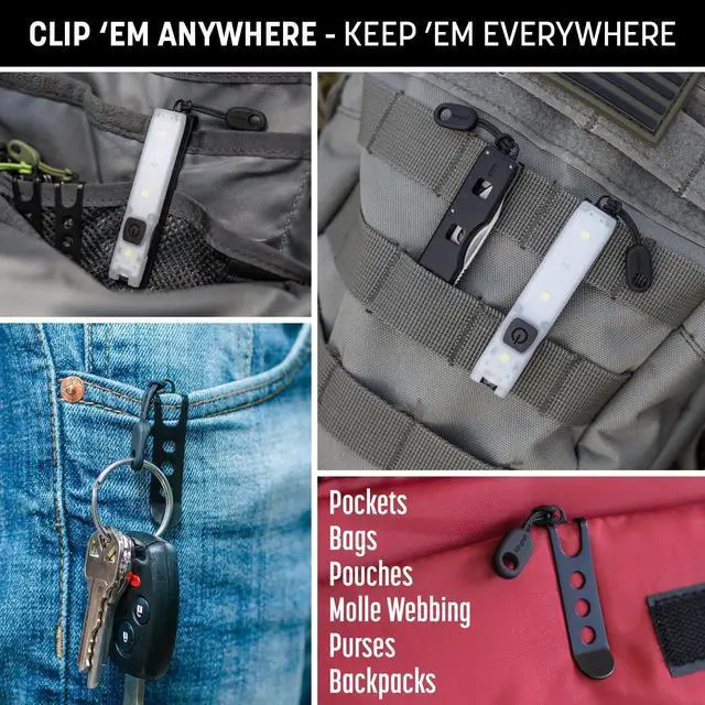 Alt view image 6 of 7 - Keyport Pocket Flare 2.0 Mini Flashlight - Premium Ultra-Bright Rechargeable EDC Keychain Flashlight with Pocket Clip - Compact Slim Flat LED Light for Everyday Carry - Ideal Purse Light - Modular