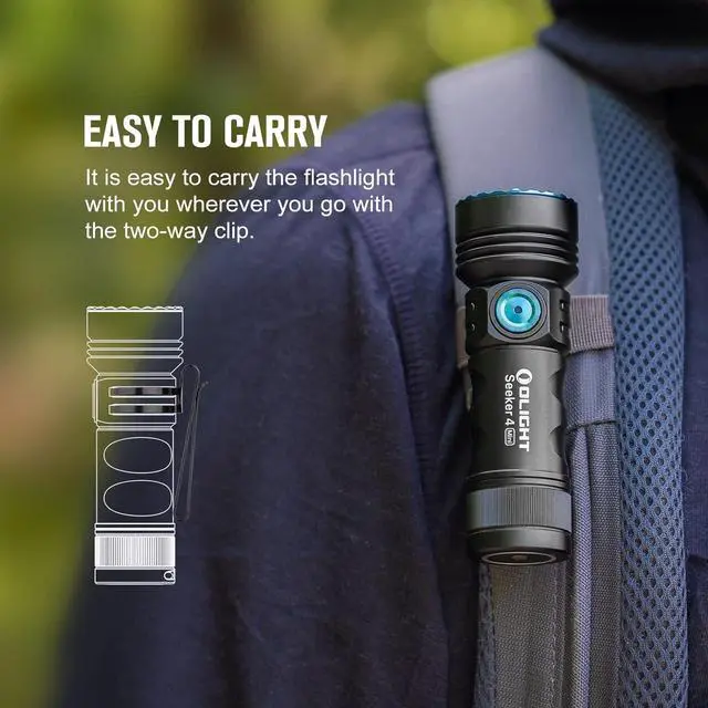 Alt view image 4 of 7 - OLIGHT Seeker 4 Mini Rechargeable EDC Flashlight with 365nm UV Combo 1200 Lumens White Light, Portable Black Light for Outdoors, Cleanliness Detection and Emergency(Cool White Light: 5700~6700K)