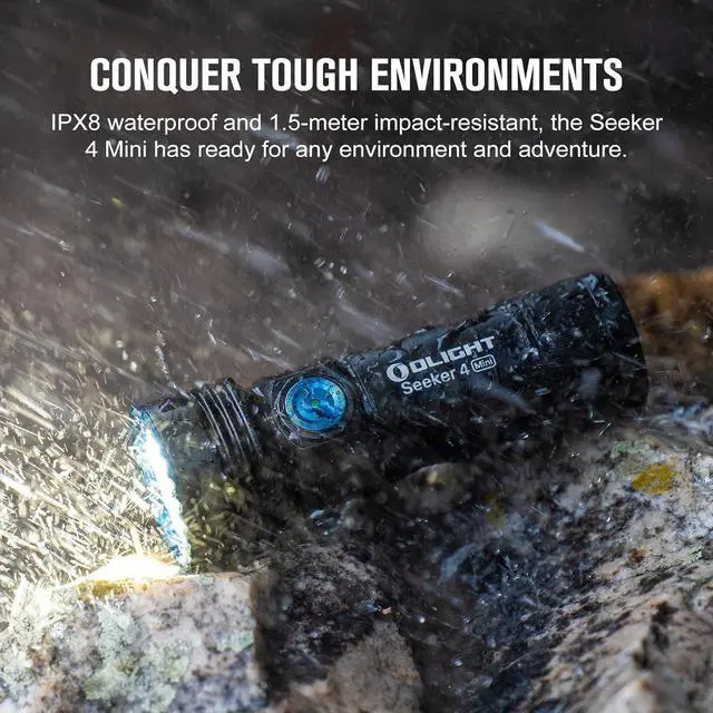 Alt view image 7 of 7 - OLIGHT Seeker 4 Mini Rechargeable EDC Flashlight with 365nm UV Combo 1200 Lumens White Light, Portable Black Light for Outdoors, Cleanliness Detection and Emergency(Cool White Light: 5700~6700K)