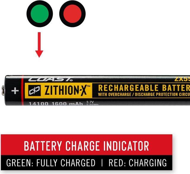 Alt view image 4 of 5 - Coast ZX555 ZITHION-X Li-Ion Rechargeable Battery for The G24, G25, G26, G32, and G34 LED Flashlights, Black