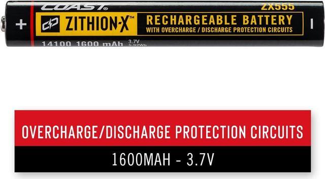 Alt view image 5 of 5 - Coast ZX555 ZITHION-X Li-Ion Rechargeable Battery for The G24, G25, G26, G32, and G34 LED Flashlights, Black
