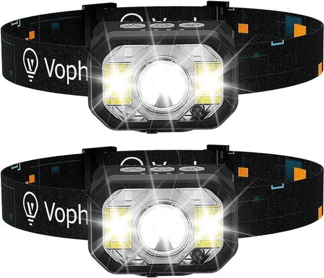Main image of Head Lamp 2 Pack, 1200 Lumens USB Type-C Motion Sensor Rechargeable Headlamp, 6 Modes Ultra-Light Headlamp with Red Light, Waterproof Led Headlamp for Hiking Camping Fishing Running Hunting