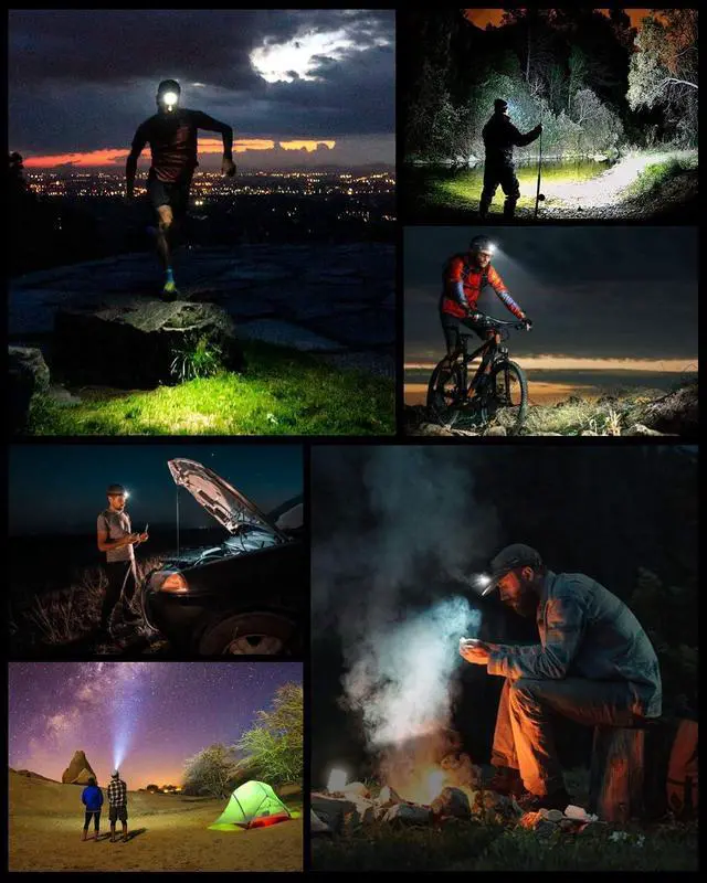 Alt view image 7 of 7 - Head Lamp 2 Pack, 1200 Lumens USB Type-C Motion Sensor Rechargeable Headlamp, 6 Modes Ultra-Light Headlamp with Red Light, Waterproof Led Headlamp for Hiking Camping Fishing Running Hunting