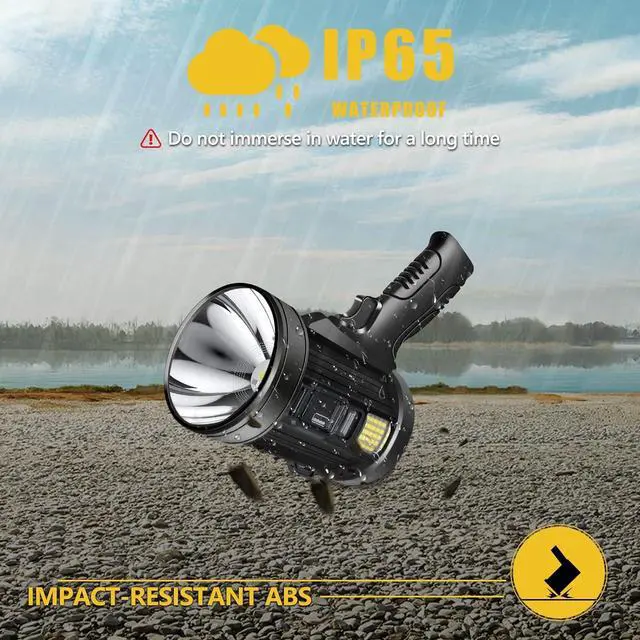 Alt view image 7 of 7 - 100000 Lumen Spotlight, Led Rechargeable Spotlight Flashlight with Tripod, 6 Modes and 3 Colors Filter, Super Bright Solar Spot Lights Outdoor Handheld for Hunting, Boating, Camping