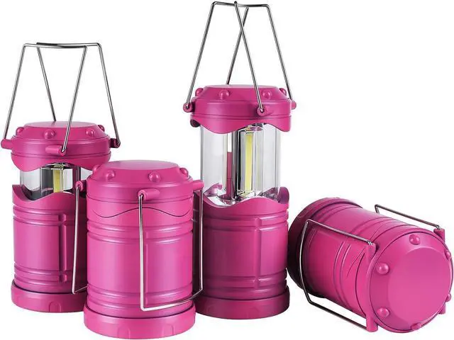 Main image of Lichamp LED Camping Lantern, 4 Pack Battery Powered Flashlight for Power Outages, Portable Collapsible Hanging Light Essential for Home, Outdoor, Emergency Lamp Survival Kit Gear for Hurricane, Pink