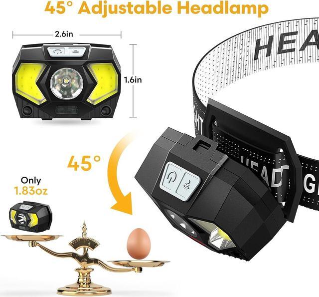 Alt view image 5 of 7 - Headlamp 2 Pack,1500 Lumen Bright LED Head Lamp with 7 Modes, Head Lights for Forehead with Red Light, IPX5 Waterproof Head Light for Adults and Kids Camping Running, 6AAA Batteries Included