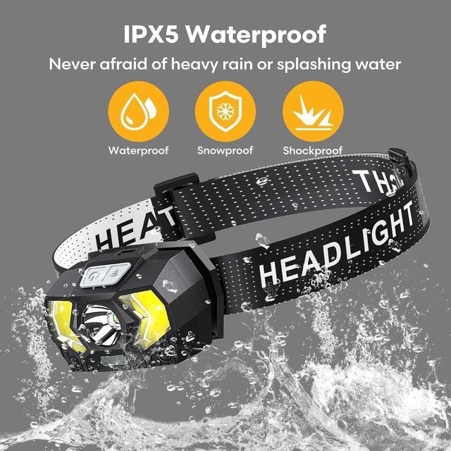 Alt view image 6 of 7 - Headlamp 2 Pack,1500 Lumen Bright LED Head Lamp with 7 Modes, Head Lights for Forehead with Red Light, IPX5 Waterproof Head Light for Adults and Kids Camping Running, 6AAA Batteries Included