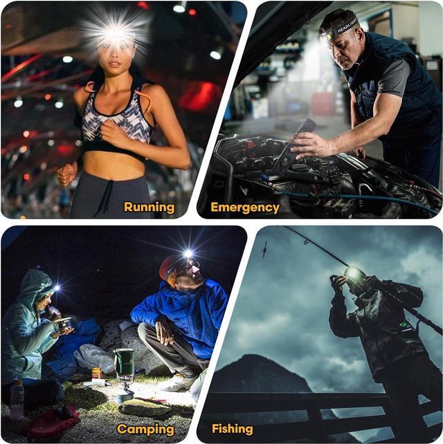 Alt view image 7 of 7 - Headlamp 2 Pack,1500 Lumen Bright LED Head Lamp with 7 Modes, Head Lights for Forehead with Red Light, IPX5 Waterproof Head Light for Adults and Kids Camping Running, 6AAA Batteries Included