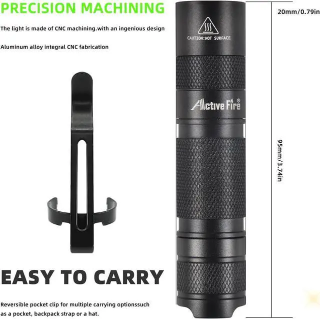 Alt view image 2 of 7 - Mini AA Pen Pocket Torch, Super Bright Lumen Waterproof Keychain LED Torch, Handheld Torch with Clip, Powered by AA or 14500 Batteries,LED Torch for Night Reading or Daily Lighting
