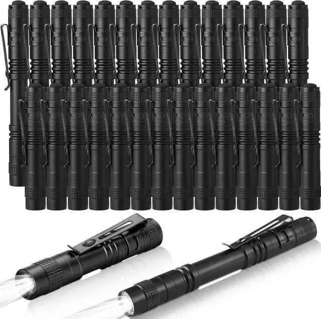 Main image of Zhehao 30 Pcs Mini Led Flashlight Bright Aluminum Penlight Flashlights with Clip Small Water Resistant Pocket Flash Light for Night Reading Emergency Hurricane(White Light, 3.5 inch, 5.2 inch)