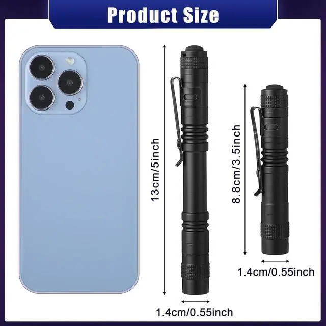 Alt view image 2 of 7 - Zhehao 30 Pcs Mini Led Flashlight Bright Aluminum Penlight Flashlights with Clip Small Water Resistant Pocket Flash Light for Night Reading Emergency Hurricane(White Light, 3.5 inch, 5.2 inch)