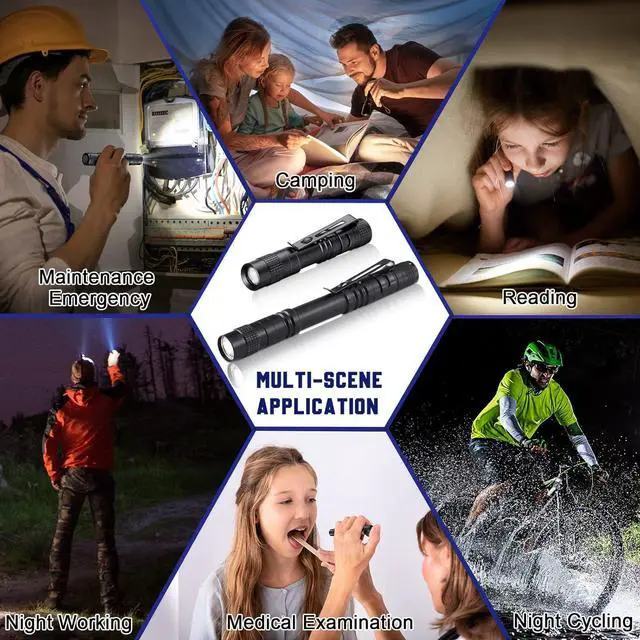 Alt view image 5 of 7 - Zhehao 30 Pcs Mini Led Flashlight Bright Aluminum Penlight Flashlights with Clip Small Water Resistant Pocket Flash Light for Night Reading Emergency Hurricane(White Light, 3.5 inch, 5.2 inch)