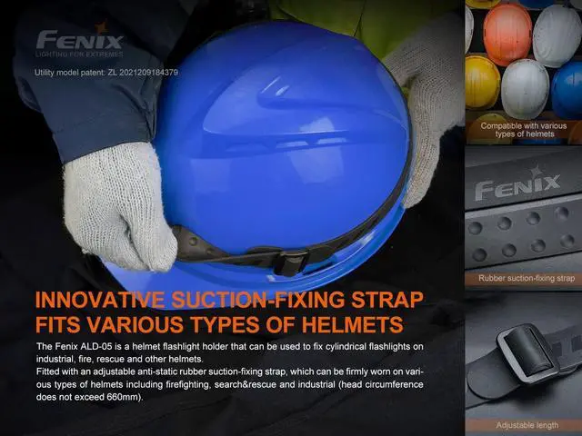 Alt view image 3 of 6 - Fenix ALD-05 Universal Helmet Flashlight Holder Bundle with EdisonBright Accessory case