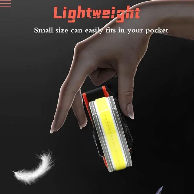 Alt view image 5 of 6 - Rechargeable Headlamp 4 Pack 1000LM Headlamp Rechargeable 230°Wide-Angle Head Lamp 3 Modes Red Power Taillight Waterproof Headlamps with 6 Clips for Outdoor Running Camping Fishing