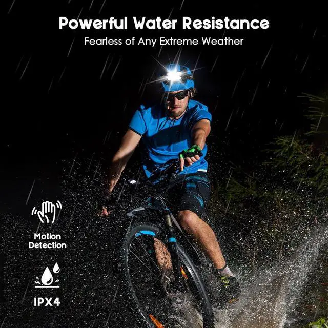 Alt view image 5 of 7 - Rechargeable Headlamp 2 Pack 2500 Lumen Bright 5 Led Headlamp 14 Modes Adjustable Motion Sensor Headlight with Red Light for Adults& Kids USB C Waterproof Head Flashlight for Outdoor Hiking