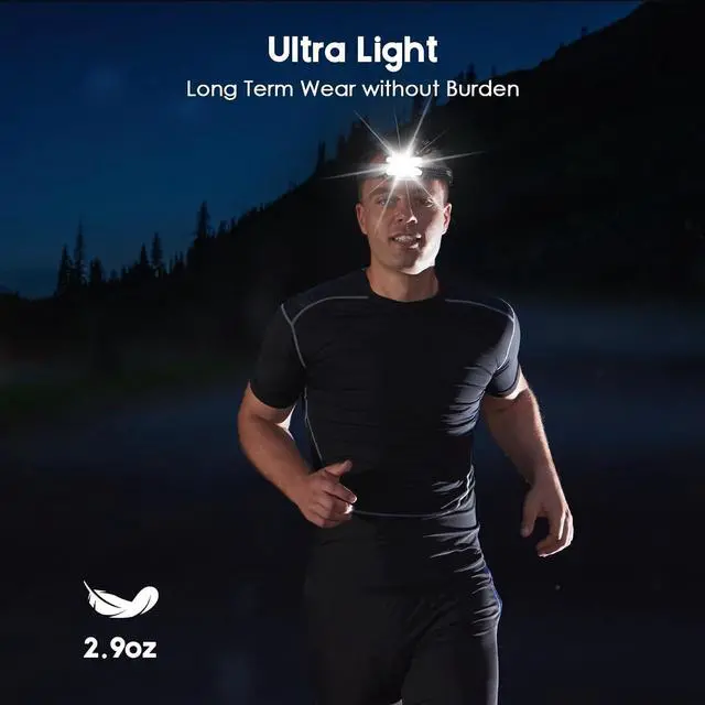 Alt view image 6 of 7 - Rechargeable Headlamp 2 Pack 2500 Lumen Bright 5 Led Headlamp 14 Modes Adjustable Motion Sensor Headlight with Red Light for Adults& Kids USB C Waterproof Head Flashlight for Outdoor Hiking
