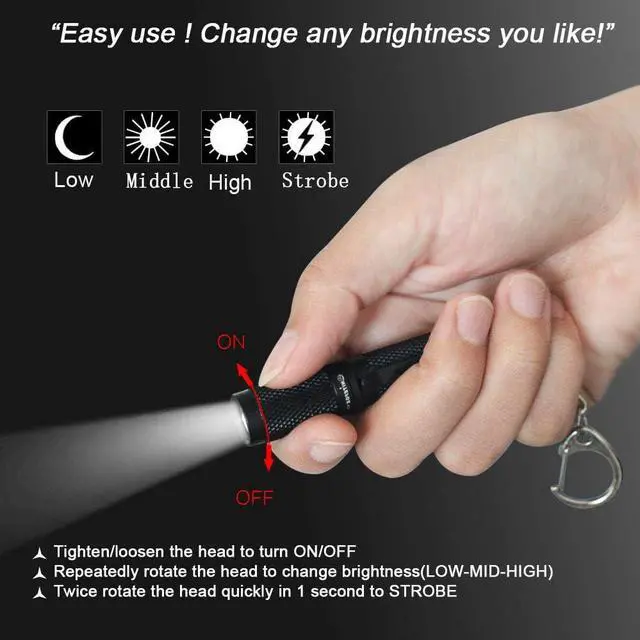 Alt view image 2 of 7 - Mini Keychain Flashlight AAA Small Bright Pocket Light 150 Lumens 3 Modes Multipurpose Hatlight Camplight Tablelight for Everyday EDC Reading Walk Emergency Parents Kids Gift