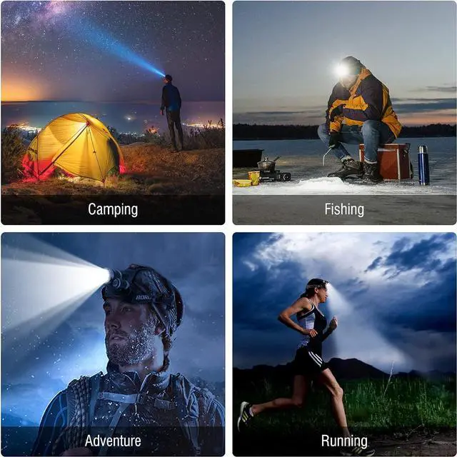 Alt view image 7 of 7 - BORUIT RJ-3000 LED Rechargeable Headlamp,3 Modes White and Red LED Hunting Headlamps,Super Bright Tactical Flashlight Red Light Head Lamp for Running Camping Hiking Fishing