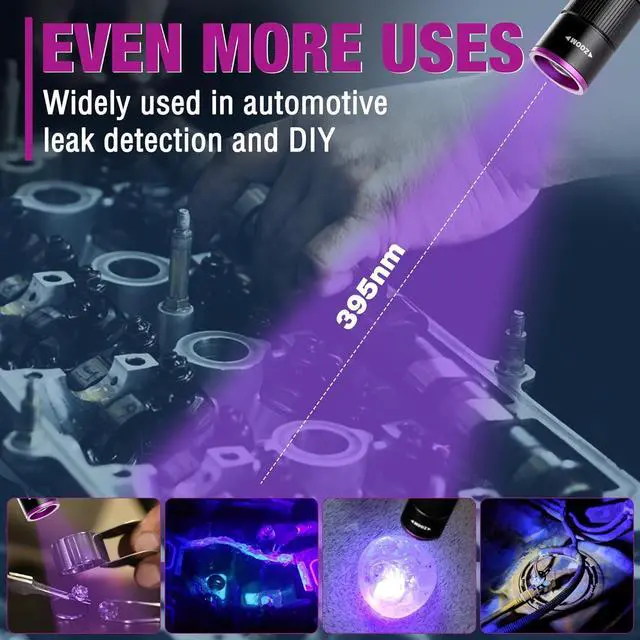 Alt view image 7 of 7 - EverBrite Rechargeable Pen Flashlight with UV Light and White Light, 395nm Black Flashlight with Clip, Zoomable 4 Modes with Memory Function, USB C Cable, for Camping, Emergency, Pet Urine Detection