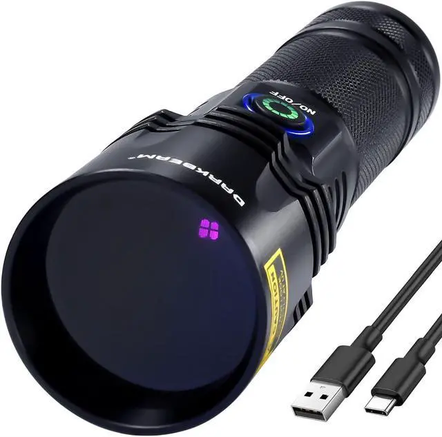 Main image of DARKBEAM UV Flashlight Black Light 365nm, Blacklight Woods lamp Rechargeable, LED 20W Powerful Ultraviolet Lights for Pet Urine Detection, Mineral, Blood Tracking, Uranium Glass, Resin Curing