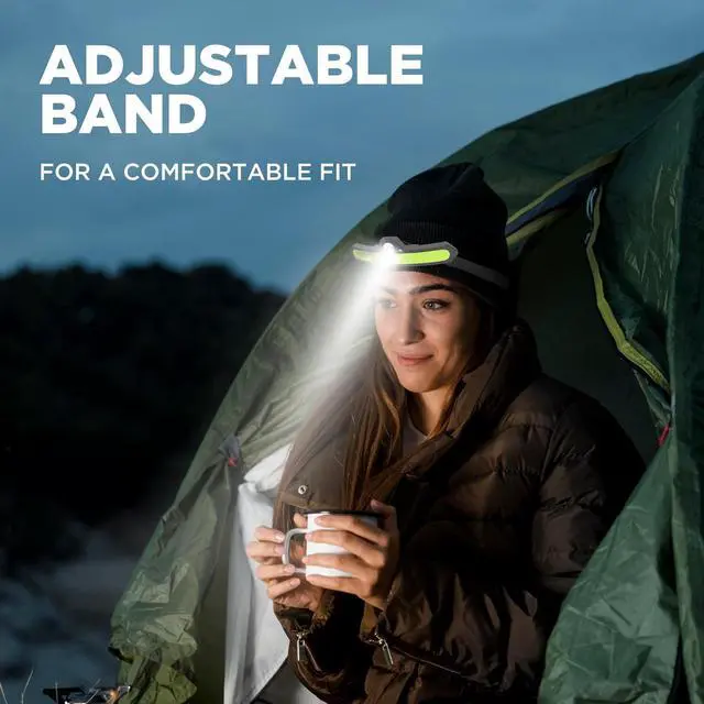 Alt view image 4 of 7 - 2 Pack LED headlamp rechargeable, 1200 mAh battery head lamp with 6 lightning modes, Red safety headlight with adjustable light angle, led headlights high and low beam for camping, hiking, running