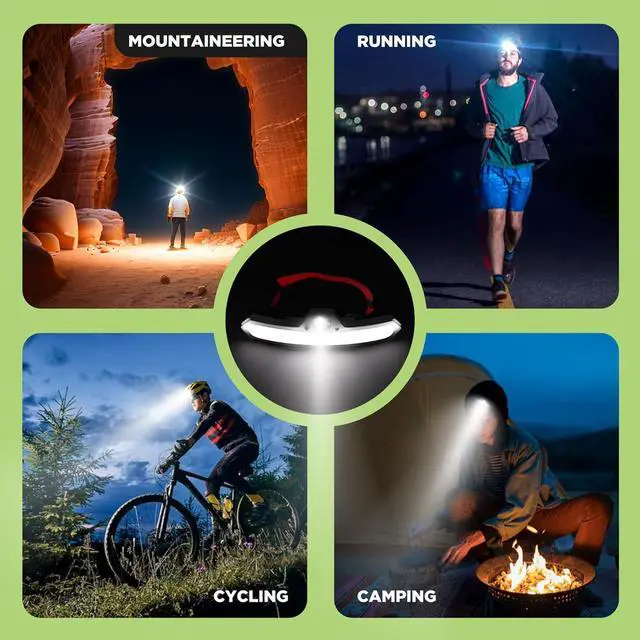 Alt view image 3 of 7 - 2 Pack LED headlamp rechargeable, 1200 mAh battery head lamp with 6 lightning modes, Red safety headlight with adjustable light angle, led headlights high and low beam for camping, hiking, running