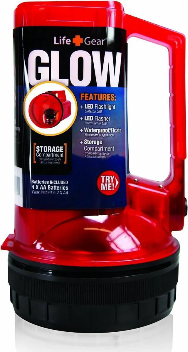 Alt view image 2 of 4 - Life Gear - LG114 LED Glow Spotlight with Storage Compartment, Red Red/Red