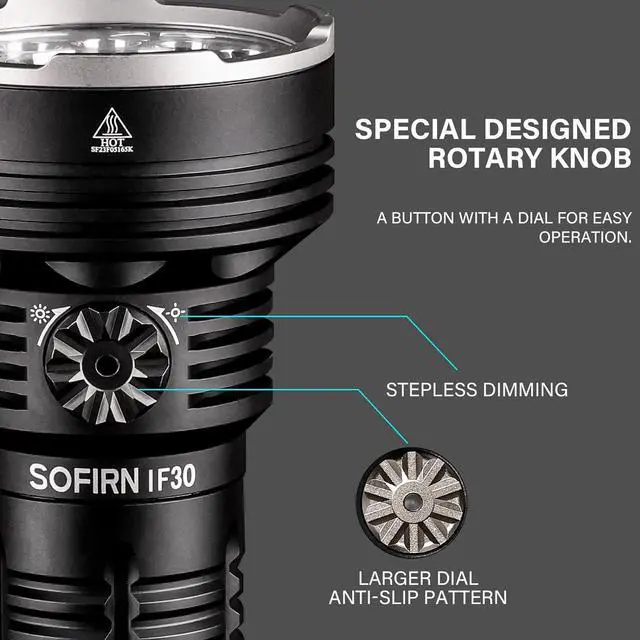 Alt view image 3 of 7 - sofirn IF30 Flashlight High Lumens, 12000 Lumens Ultra Bright Flashlight with 685 Meters Beam Distance Spotlight, Rechargeable Flashlight USB C, LED Flashlight Waterproof for Hunting, Searching