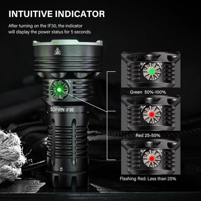 Alt view image 5 of 7 - sofirn IF30 Flashlight High Lumens, 12000 Lumens Ultra Bright Flashlight with 685 Meters Beam Distance Spotlight, Rechargeable Flashlight USB C, LED Flashlight Waterproof for Hunting, Searching