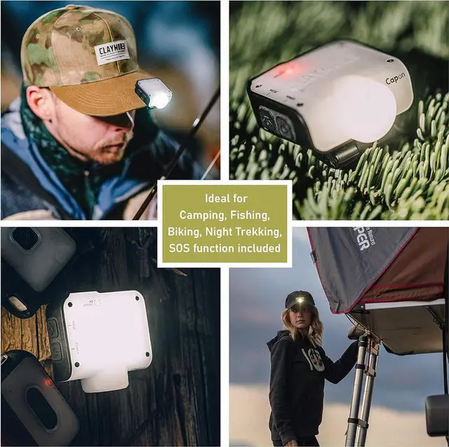 Alt view image 3 of 7 - Claymore Capon 80C (Black) - LED Rechargeable Clip-On Cap Headlamp, Lightweight Hat Light for Camping, Running, Emergency & Industrial Use, Waterproof, Hands-Free Sensor, 45 Hours Battery Life.