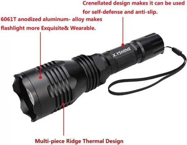 Alt view image 2 of 6 - LED Hunting Flashlight, HS-802 250 Yards Cree Coyote Hog Red Light Flashlight with Remote Tactical & Pressure Switch+ Barrel Mount+ Battery(not sold individually)+ Charger for Hunting, Fishing