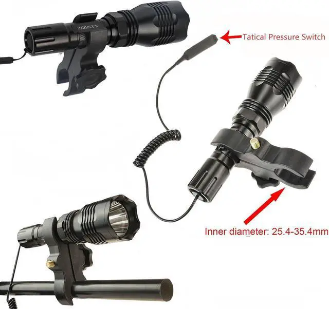 Alt view image 3 of 6 - LED Hunting Flashlight, HS-802 250 Yards Cree Coyote Hog Red Light Flashlight with Remote Tactical & Pressure Switch+ Barrel Mount+ Battery(not sold individually)+ Charger for Hunting, Fishing