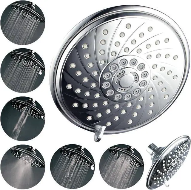 Alt view image 2 of 7 - HotelSpa Extra-Large 6-Inch Rain Shower Head for Exceptional Water Coverage! High-Pressure Angle-Adjustable Shower head features Rub-clean Jets, 6 Full Settings and Premium Chrome Finish