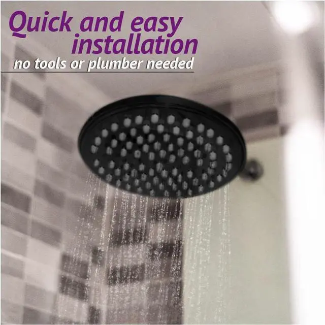Alt view image 4 of 6 - Rainfall Shower Head  Energy Efficient High Pressure Water Flow  Easy Installation Adjustable Luxurious Shower Head  9 Diameter, Black Matte
