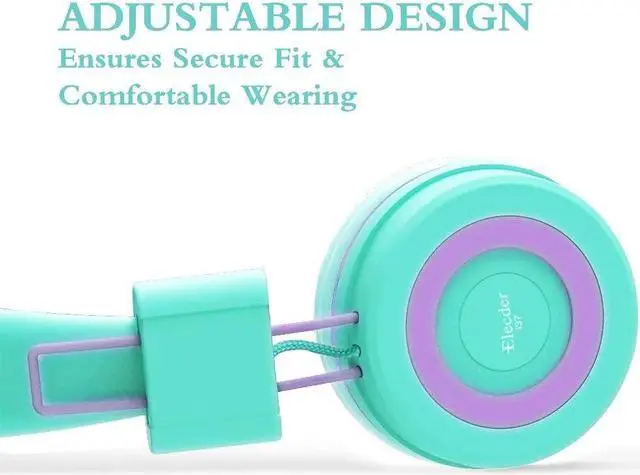 Alt view image 5 of 7 - ELECDER i37 Kids Headphones Children Girls Boys Teens Foldable Adjustable On Ear Headphones 3.5mm Jack Compatible Cellphones Computer MP3/4 Kindle School Tablet Green/Purple