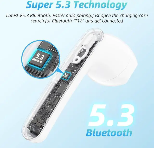 Alt view image 4 of 7 - Wireless Earbuds 40H Playtime 8H Continuous Playtime Bluetooth Ear Buds, IPX6 Waterproof Stereo Sound Bluetooth Wireless Headphones with Microphone and Charging Case for iOS Android Sports